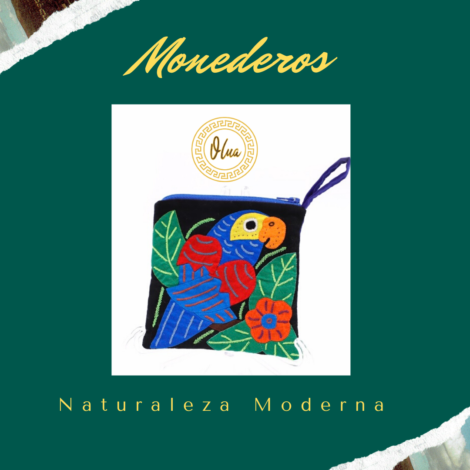 MONEDERO, con diseño textil de mola kuna