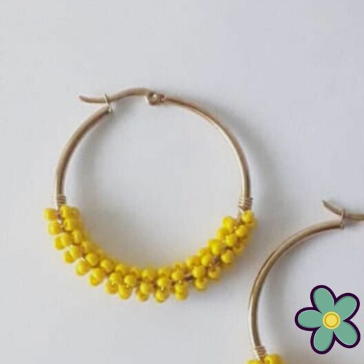 Maxi argollas chaquiras amarillas