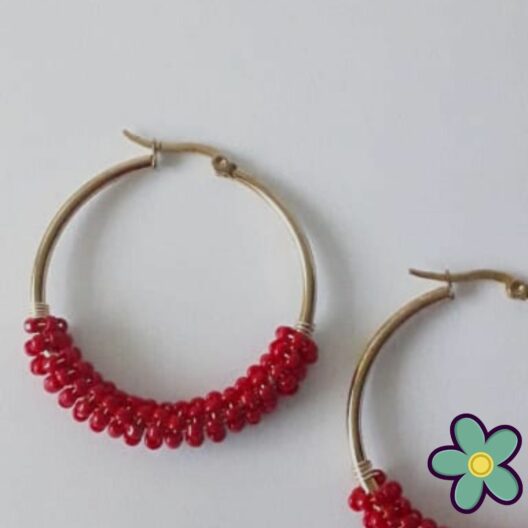 Maxi argollas chaquiras rojas