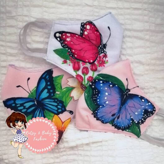 Mascarillas Pintadas a Mano de Mariposas