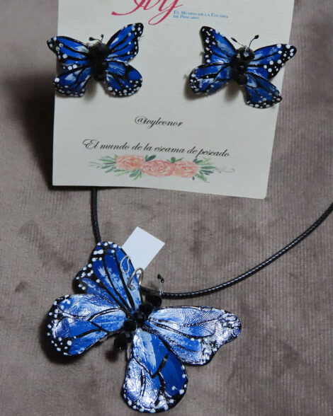 ESCAMAS DE PESCADO «Collar de mariposa monarca azul»