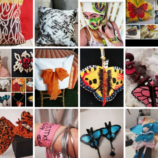 juego collares y aretes variados de material reciclado en aluminio o plástico