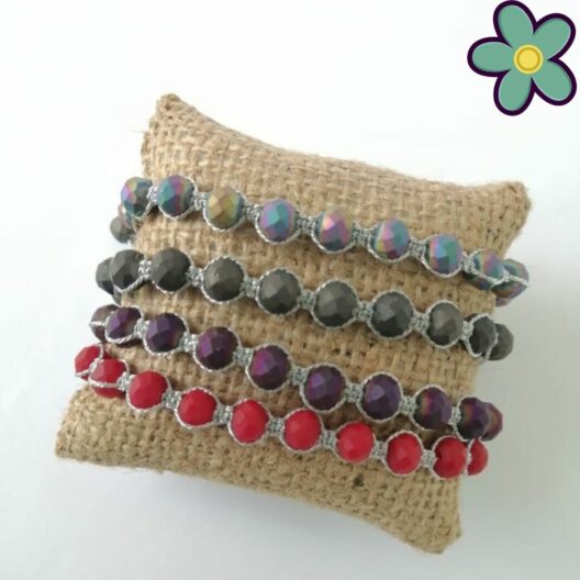 Pulseras macrame con cristales mate