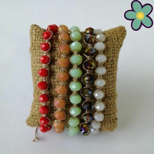 Pulseras macrame con cristales