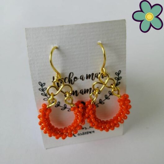 Aretes Naranja chaquiras
