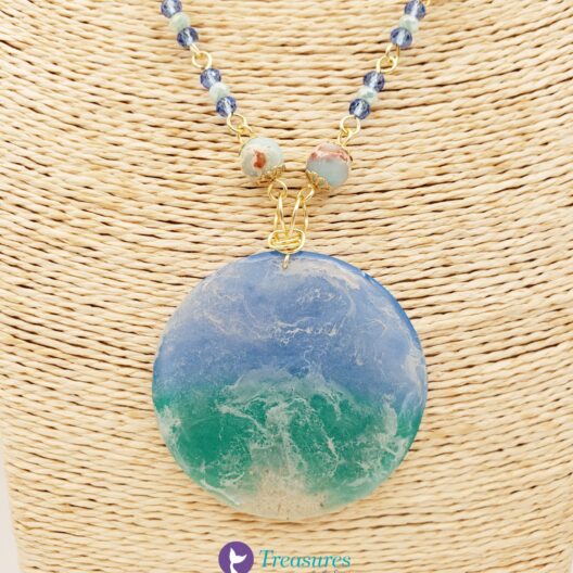 Medallón Olas con Jaspe Sedimentario y Cristales