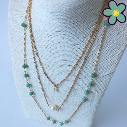 Cadena doble con perla e inicial