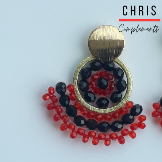 ARETES ABANICO CON CRISTAL FACETADO