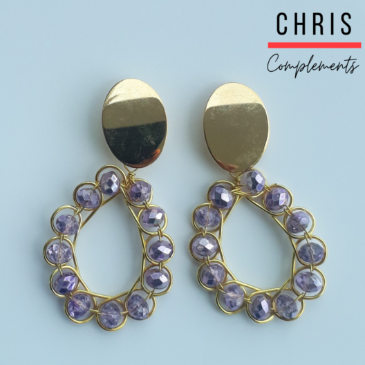 ARETES GOTA DE COLOR MORADO