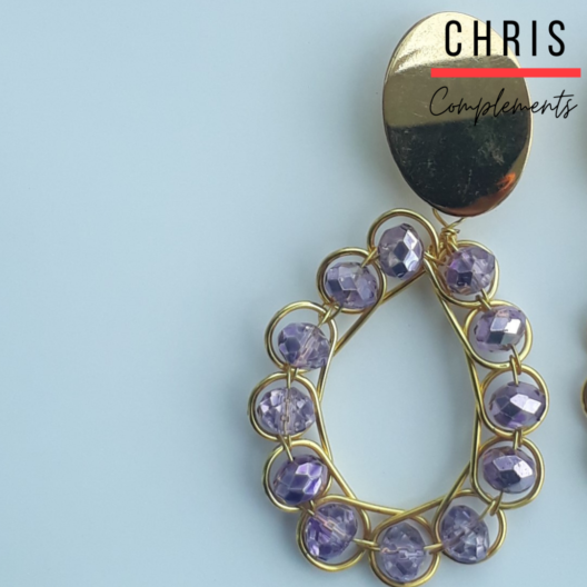 ARETES GOTA DE COLOR MORADO