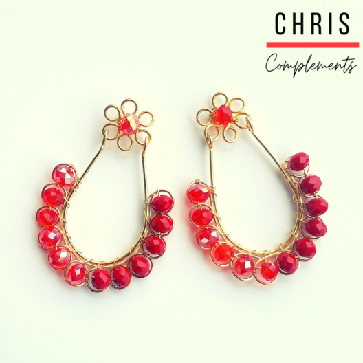 ARETES DE CRISTAL ROJO