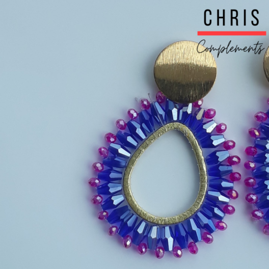 ARETES AZULES DE CRISTAL FACETADO