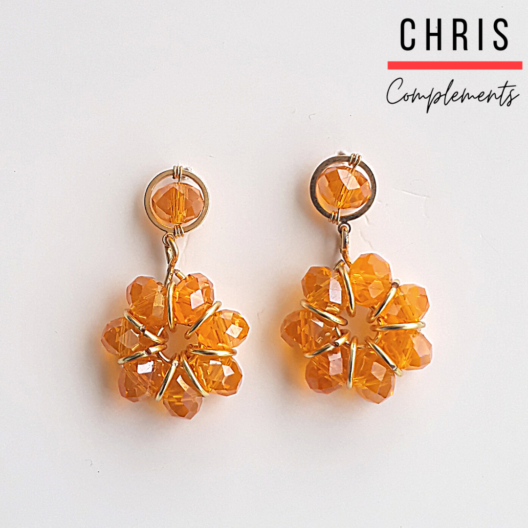 ARETES DE FLOR CON CRISTAL