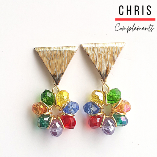 ARETES DE FLOR CON CRISTAL