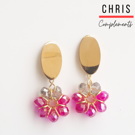 ARETES DE FLOR CON CRISTAL
