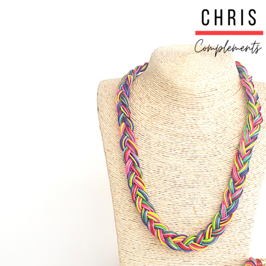 Accesorios y Joyería COLLAR Y BRAZALETE TRENZADO MULTICOLOR COLLAR Y BRAZALETE TRENZADO MULTICOLOR