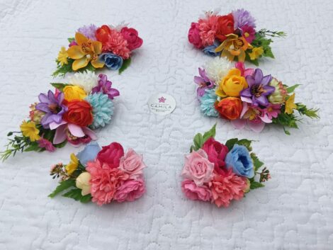 Cabeza de flores artificiales para pollera congo-niña