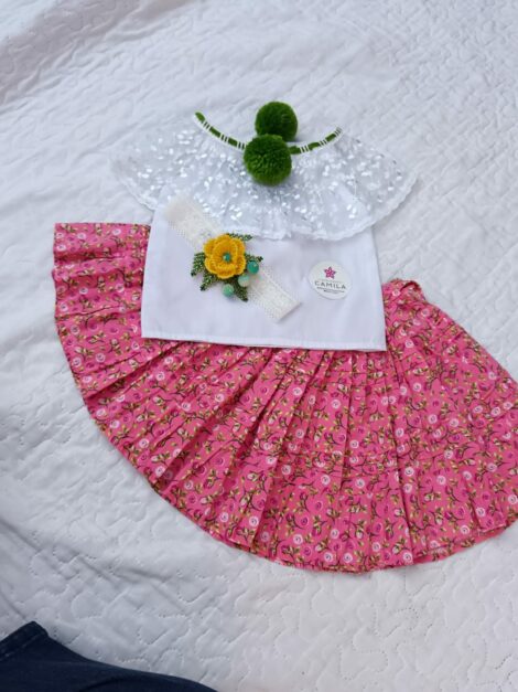 Pollera de bebé con vincha 0-3 meses