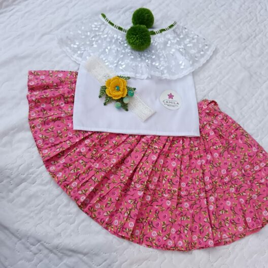 Pollera de bebé con vincha 0-3 meses