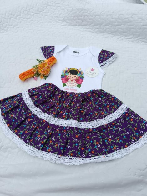 Conjunto de Pollerita, body y vincha de niña
